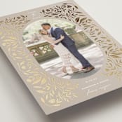 "Golden Botanical Frame" - Save the Dates in Biscotti by Susan Zinader - Detail