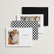 "Checkered" - Save the Dates in Snow by AK Graphics - Back of Card Options