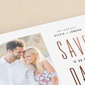 "Twice As Nice" - Save the Dates in Salmon by Hooray Creative - Detail