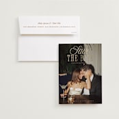 "His & Hers" - Save the Dates in Camel by Maria Alou - Save the Date with Envelope