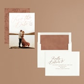 "Swoosh" - Save the Dates in Putty by Hooray Creative - Assembled