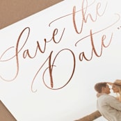 "Swoosh" - Save the Dates in Putty by Hooray Creative - Detail