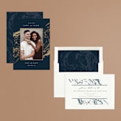 "Marble Foil" - Save the Dates in Navy by Kelly Schmidt - Assembled