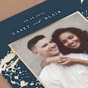 "Marble Foil" - Save the Dates in Navy by Kelly Schmidt - Detail