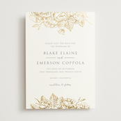 "Gilded Wildflowers" - Save the Dates in Golden by Rochelle Renee - Front