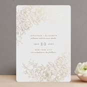 "Engraved Flowers" - Save the Dates in Latte by Phrosné Barwood - Front