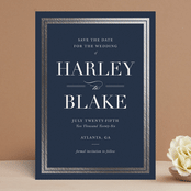 "Gilded Frame" - Save the Dates in Navy by Stacey Meacham - Front