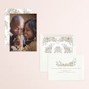 "Engraved Flowers" - Save the Dates in Golden by Phrosné Barwood - Assembled