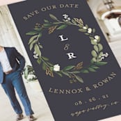 "Greenery Crown" - Save the Dates in Navy by Susan Moyal - Detail