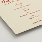 "Big Heart Wedding" - Schedule Signs in Cherry by Ani Somi - Detail
