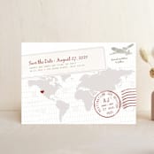 "A Faraway Destination" - Save the Dates in Cranberry by bumble ink - Front