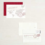 "A Faraway Destination" - Save the Dates in Cranberry by bumble ink - Assembled