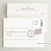 "A Faraway Destination" - Save the Dates in Cranberry by bumble ink - FREE Recipient Addressing