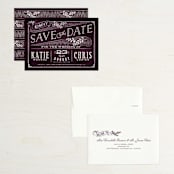"Slated Forever" - Save the Dates in Plum by GeekInk Design - Assembled