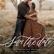 "Flourished Love" - Save the Dates in Cloud by Wildfield Paper Co - Detail