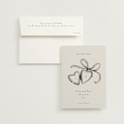 "Heart Shaped Locket" - Save the Dates in Ink Wash by Ani Somi - Save the Date with Envelope