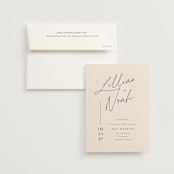 "Modern Aligned" - Save the Dates in Creampuff by Carolyn MacLaren - Save the Date with Envelope