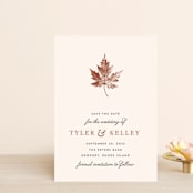"Leaf Print" - Save the Dates in Mocha by Katharine Watson - Front