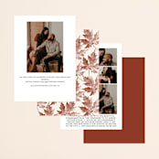 "Leaf Print" - Save the Dates in Mocha by Katharine Watson - Back of Card Options