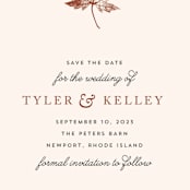 "Leaf Print" - Save the Dates in Mocha by Katharine Watson - Detail