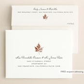 "Leaf Print" - Save the Dates in Mocha by Katharine Watson - FREE Recipient Addressing