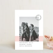"Sealed with a Kiss" - Save the Dates in Blush by Hudson meet Rose - Front