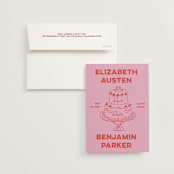 "The Cake" - Save the Dates in Cherry by Helena Vitto - Save the Date with Envelope