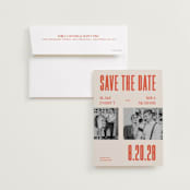 "Poster" - Save the Dates in Sunset by Rachel Cassel - Save the Date with Envelope