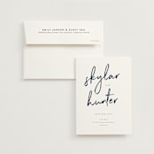 "Funky Names" - Save the Dates in Navy by Phrosné Barwood - Save the Date with Envelope