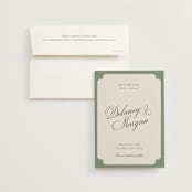 "classic bold border" - Save the Dates in Olive by Cass Loh - Save the Date with Envelope