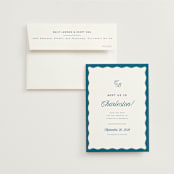 "Meet us" - Save the Dates in Ocean by Kelly Schmidt - Save the Date with Envelope