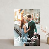 "Hand-Lettered" - Save the Dates in Lily by Dean Street - Front