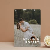 "Modern offset" - Save the Dates in Cream by Stacey Meacham - Front