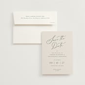 "Beautifully Scripted" - Save the Dates in Evergreen by Hooray Creative - Save the Date with Envelope