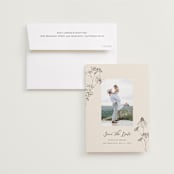 "Sketched Florals" - Save the Dates in Sandpaper by Baumbirdy - Save the Date with Envelope