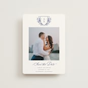 "watercolor flowers crest" - Save the Dates in Dusty Blue by Cass Loh - Front
