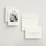 "watercolor flowers crest" - Save the Dates in Dusty Blue by Cass Loh - Assembled