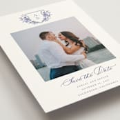"watercolor flowers crest" - Save the Dates in Dusty Blue by Cass Loh - Detail