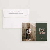 "Free Cake" - Save the Dates in Hunter by Erin L. Wilson - Save the Date with Envelope