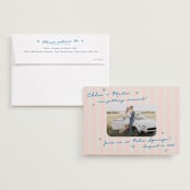 "The Right Stripes" - Save the Dates in Pink Grapefruit by Jackie Crawford - Save the Date with Envelope