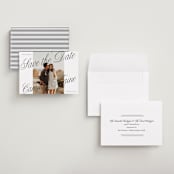 "Bold Script Frame" - Save the Dates in Snow by Katharine Watson - Assembled