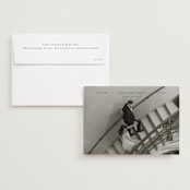 "In Line" - Save the Dates in Noir by Tamara Hilje - Save the Date with Envelope