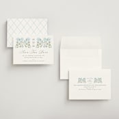 "Hydrangea Hedge" - Save the Dates in Nantucket by Susan Zinader - Assembled