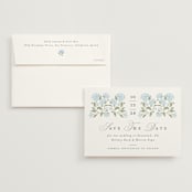 "Hydrangea Hedge" - Save the Dates in Nantucket by Susan Zinader - Save the Date with Envelope