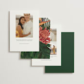 "Tropical Bouquet" - Save the Dates in Basil by Elly - Back of Card Options