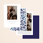 "Wildflower Floral" - Save the Dates in Navy by Katharine Watson - Back of Card Options