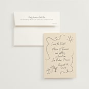"Sunny Love" - Save the Dates in Sand by Ashley Iwafuchi - Save the Date with Envelope