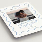 "handdrawn wavy frame" - Save the Dates in Dusty Blue by Cass Loh - Detail