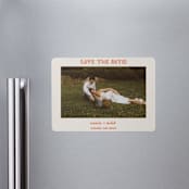 "Modern Outline" - Save the Dates in Hibiscus by Stephanie Heinrich Godbout - Magnet Front