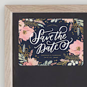 "Floral Vignette" - Save the Dates in Midnight by Kristen Smith - Front